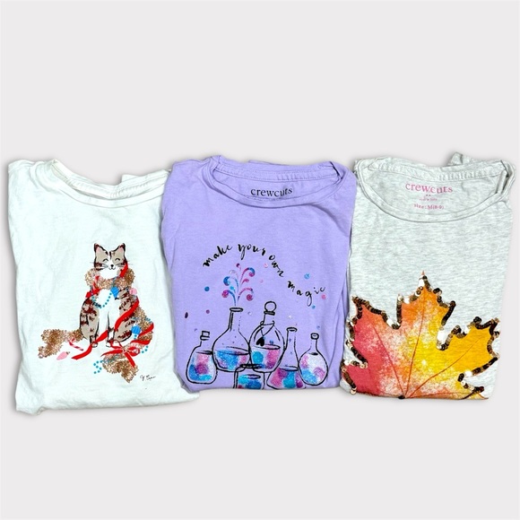 Crewcuts Girls Long Sleeve Graphic Tee Bundle Set of 3 Size M (8–9) - Picture 2 of 7